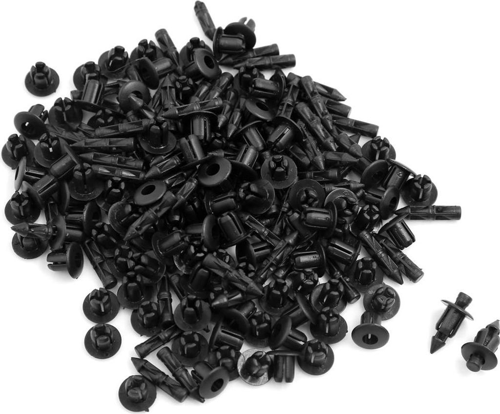 100Stücke 6mm Durchmesserloch Schwarz Kotflügel Kunststoff Clips Niet Befestigung de
