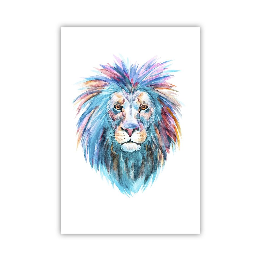 Poster - Poster ohne Rahmen - Bunt Löwe Mähne - 61x91,5 cm - Wand Bild - Wanddeko - Wandbilder - Kunstposter - Wandposter - Bilder - Kunstdruck -...