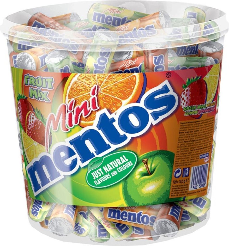 Mentos Mini Fruit Mix Frucht Kaubonbons 120 Stück Produktbild 