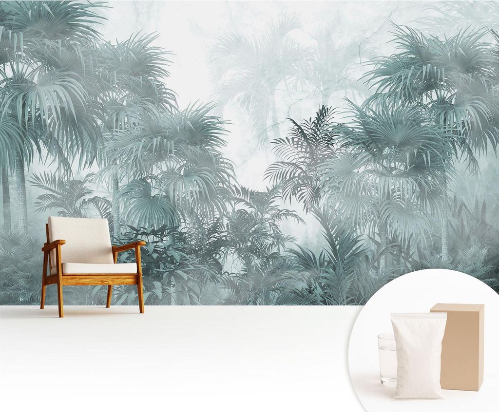 Fototapete - 416x254 cm - Tapete - Wandtapete - Wandbilder - Dekofolie - Tapete Folie - Wand - Dekoration - Wohnzimmer - Exotisches Grün