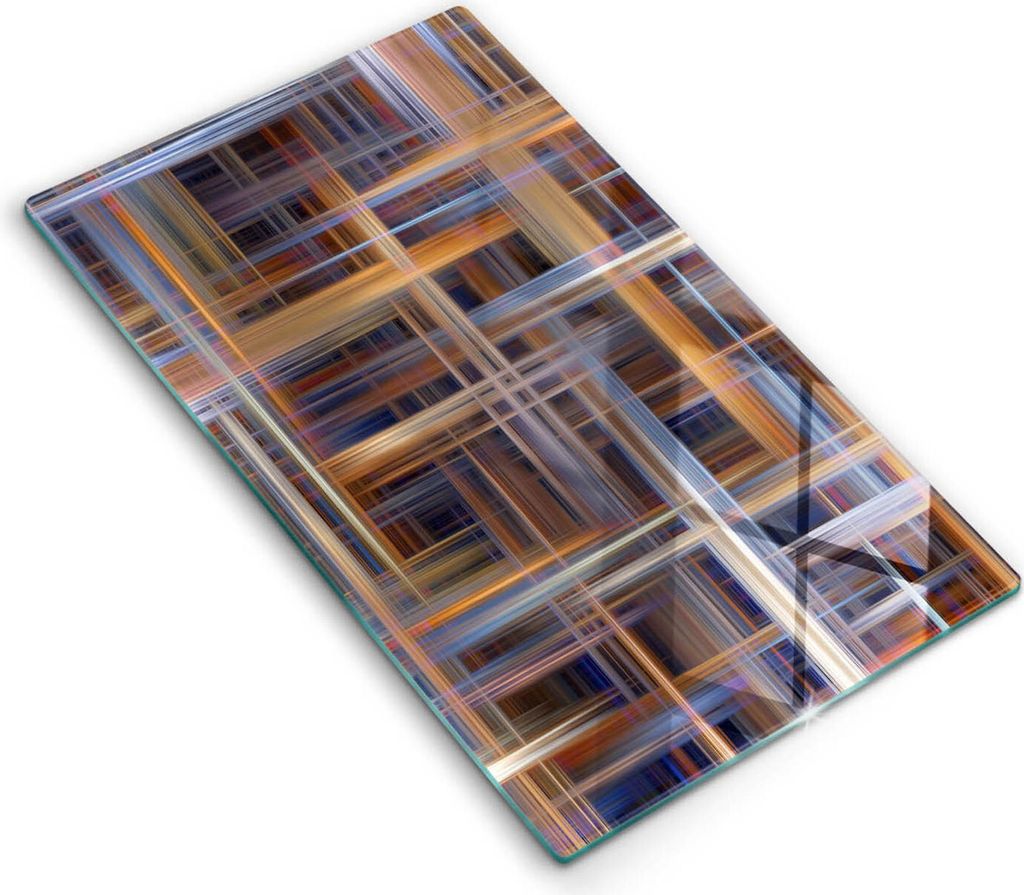 Glasschneideplatte - Herdabdeckplatte - 30x52 cm - Schneidebrett - Spritzschutz - Abstrakte Lackleitungen