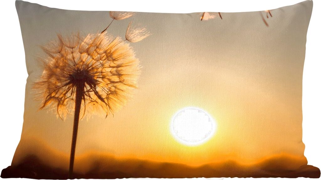 MuchoWow Zierkissen Sofakissen Wohnzimmer Dekokissen 50x30 cm Löwenzahn - Sonne - Sonnenuntergang - Wohnzimmerdekoration - Polster mit Photo