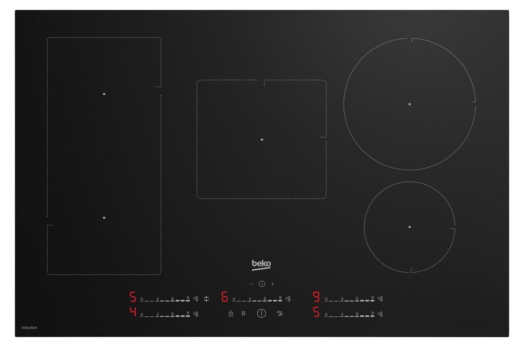 A top-down view of a black induction cooktop.