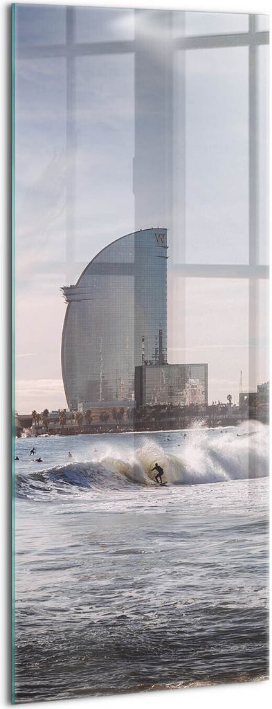 Designer Glasbild - Wandbild - Glas Bild - 50x125 cm - Barcelona-Surfer