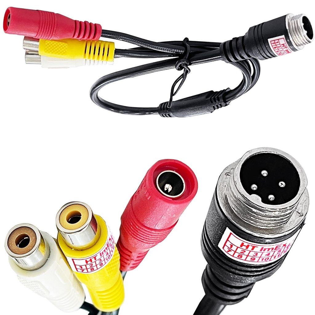 4pin rear view camera adapter cable to RCA Chinch Cynch video 12V 4 pin