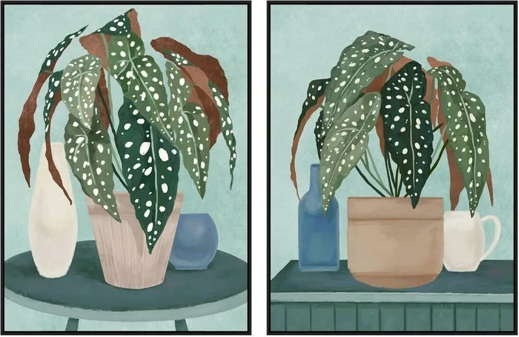 Décoration Murale Plante Urbaine 90 x 120 cm - Duo de Tableaux Modernes