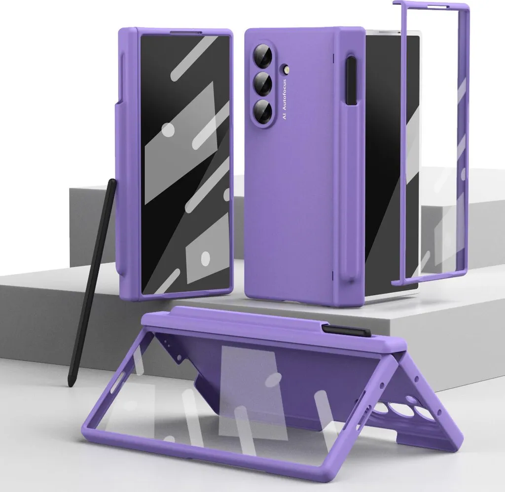 Custodia per Samsung Galaxy Z Fold 7, custodia rigida con cerniera e protezione per la penna, protezione per lo schermo Viola