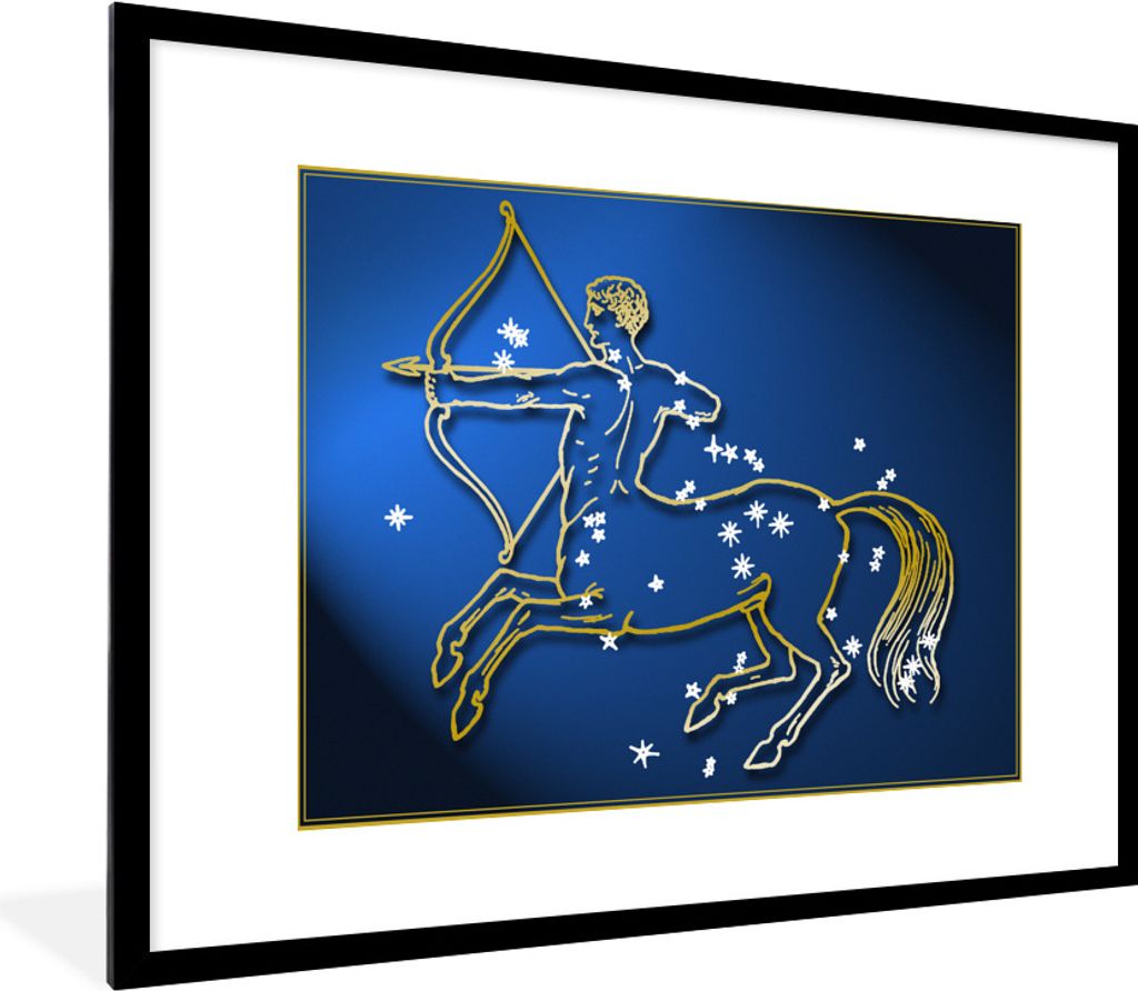 MuchoWow Gerahmtes Poster Sternzeichen - Schütze - Sterne 80x60 cm - Poster mit Schwarzem Bilderrahmen Wandposter Rahmen Foto Bilder - Schlafzim...