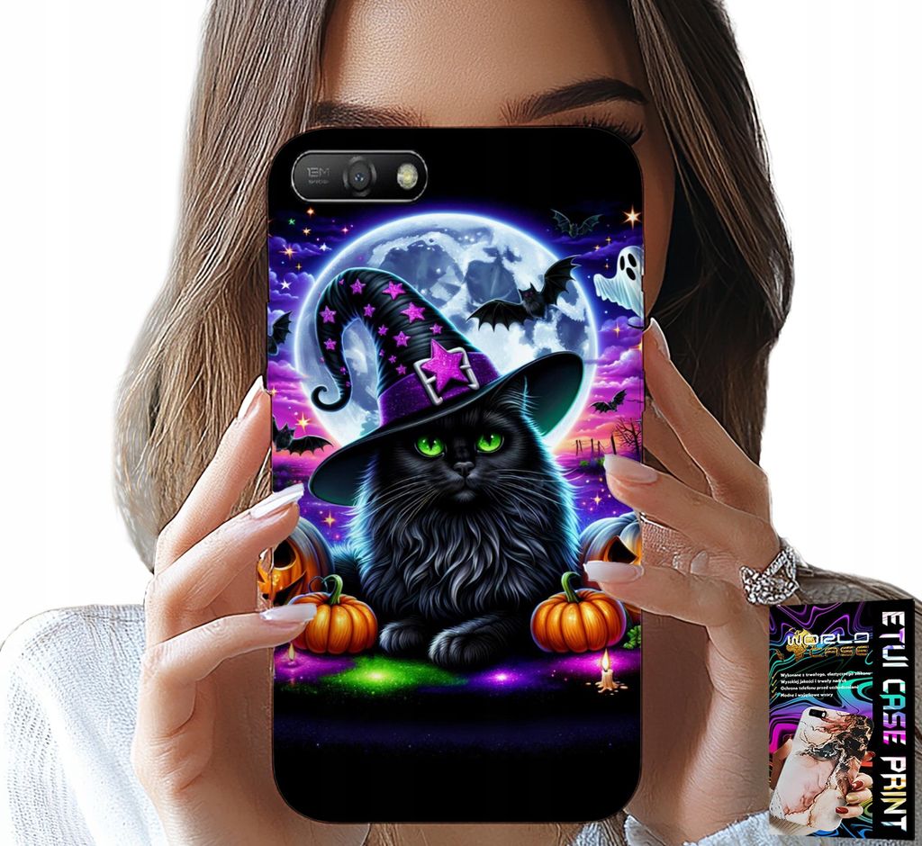 Fall Für Huawei Y6 2018 - Schwarze Katze Halloween Salem Kürbis Designs