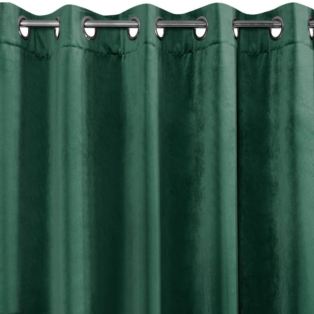 Rideau Vert Velours 140x250 Villa Eurofirany Finition Oeillets Argentés