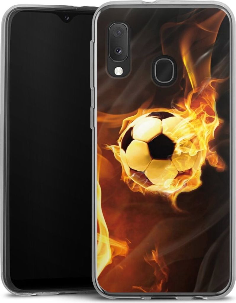 DeinDesign Handyhülle für Samsung Galaxy A20e Silikon Hülle Case Smartphone Schutzhülle Ball Feuer Fußball