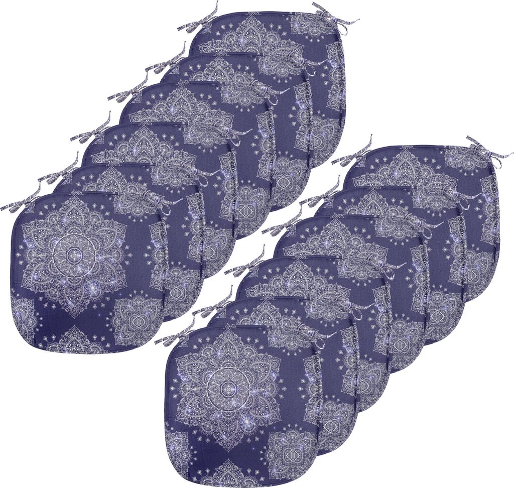 ABAKUHAUS Ethnisch Polster für Esszimmerstühle, Floral Round Retro Ornament, Dekoratives wasserfestes Kissen mit Riemen für Küchensitze, 40 cm ...