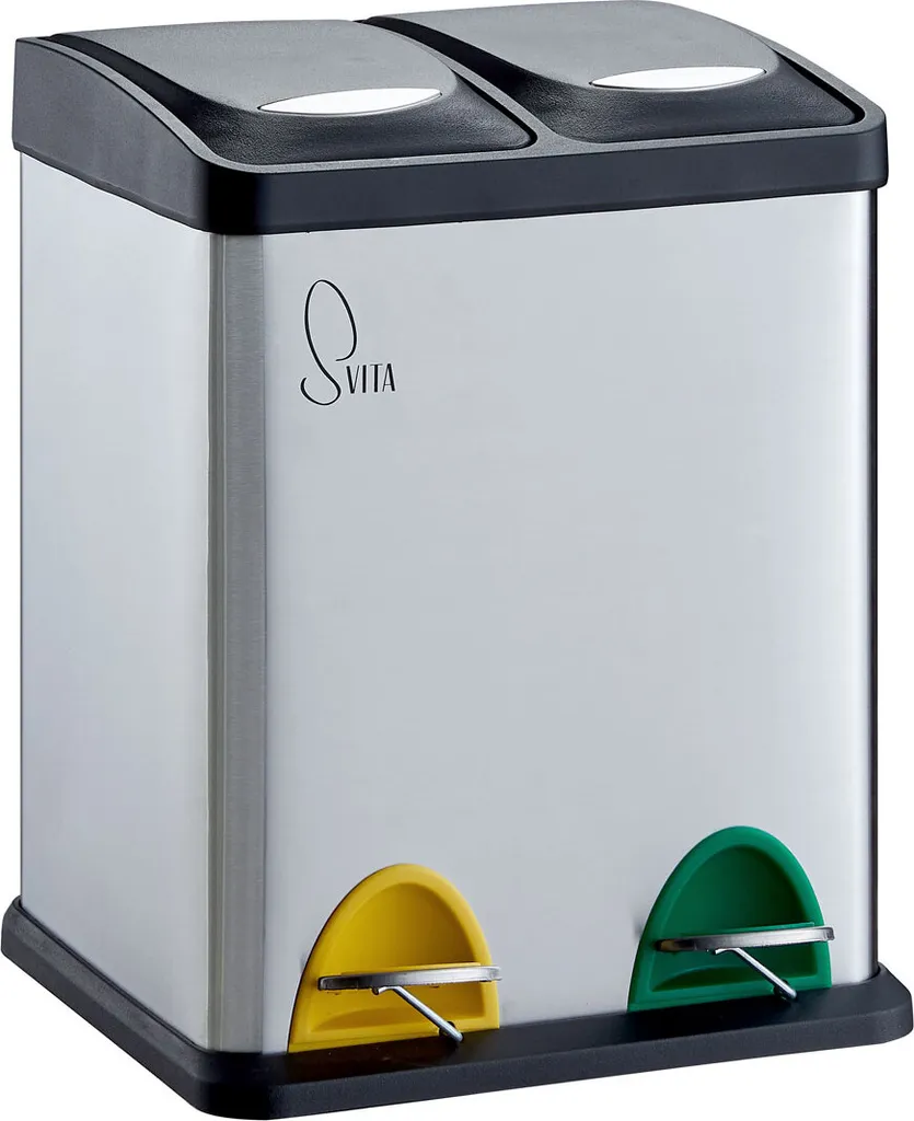 SVITA TC2X8 Poubelle de tri sélectif 2x8L en inox argenté 16 litres