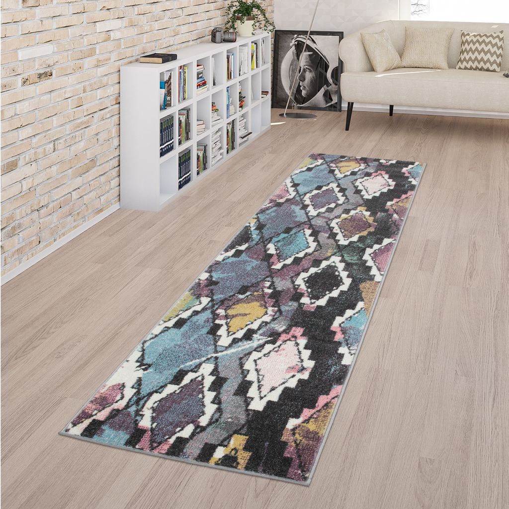 TT Home Kurzflor-Teppich Für Wohnzimmer, Abstrakte Rauten-Optik In Pastellfarben, Bunt Größe 120x170 cm