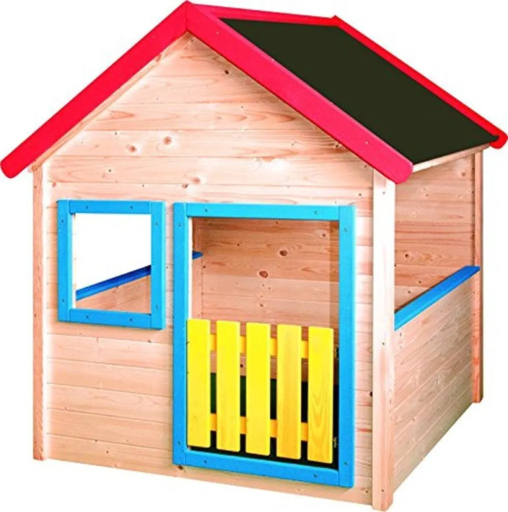Maison de jardin bois avec finitions colorées - Abri ludique traité