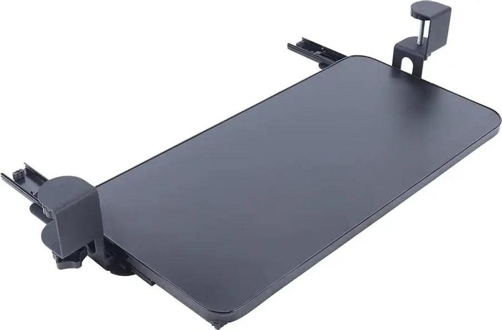 Tastaturablage - Tastaturschublade - 52 x 25 cm - Ausziehbar - C-Klemmhalterung - Unter dem Schreibtisch - Schwarz