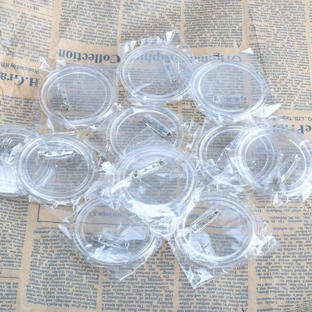 Badges vierges personnalisables 38mm transparents avec épingle de sûreté
