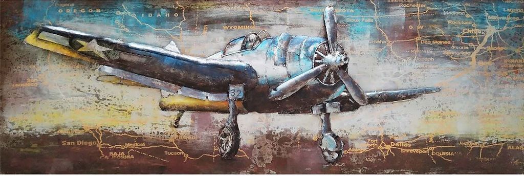 3D-Metallbild - Motiv: Flugzeug - 60 x 180cm
