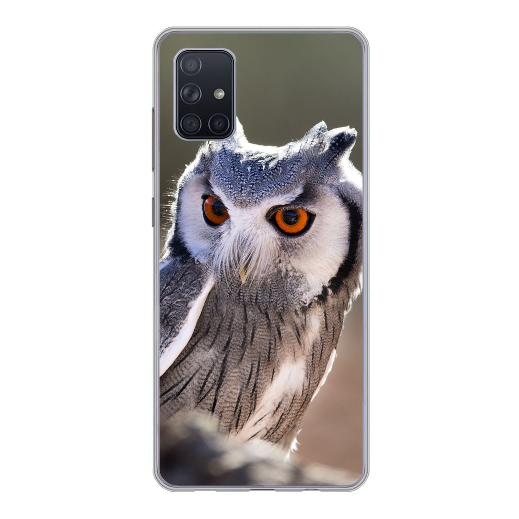 MuchoWow Handyhülle Schutzhülle Hülle für Samsung Galaxy A71 Eule - Makro - Tier Silikon Softcase Handy Hülle - Kartenbesitzer