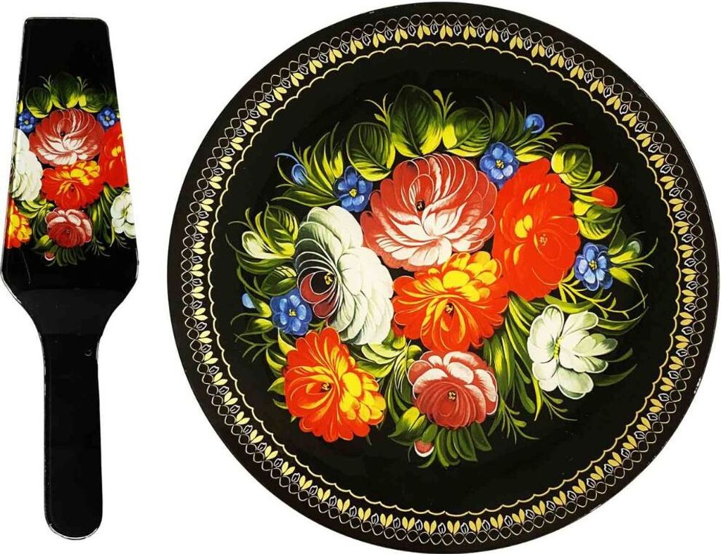 Servierplatte Ø 30 cm "Schostowo" mit Kuchenspatel für die Produktbild 