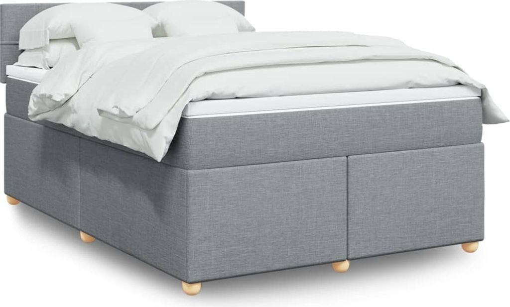 Maison Exclusive - Boxspringbett mit Matratze Hellgrau 160x200 cm Stoff
