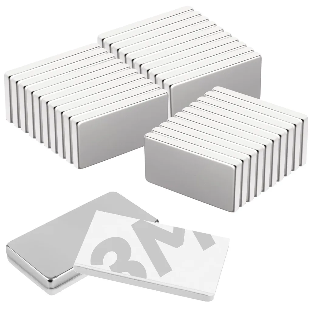 Aimants Plats Rectangulaires avec Autocollant pour Tableau et Frigo x30