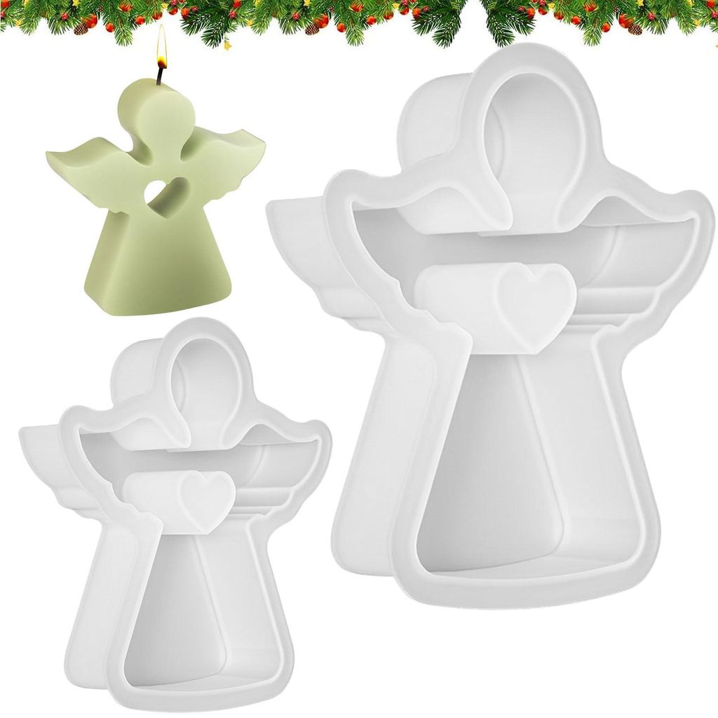 Zweiteilige Silikonform für kleine Engel, 3D-Form für Engelskerzen, Silikon-Gussformen für selbstgemachte Kerzen, Seife und Bastelarbeiten