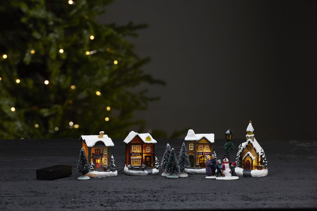 LED-Häuser 'Birmingham', bunt, 11 teilig