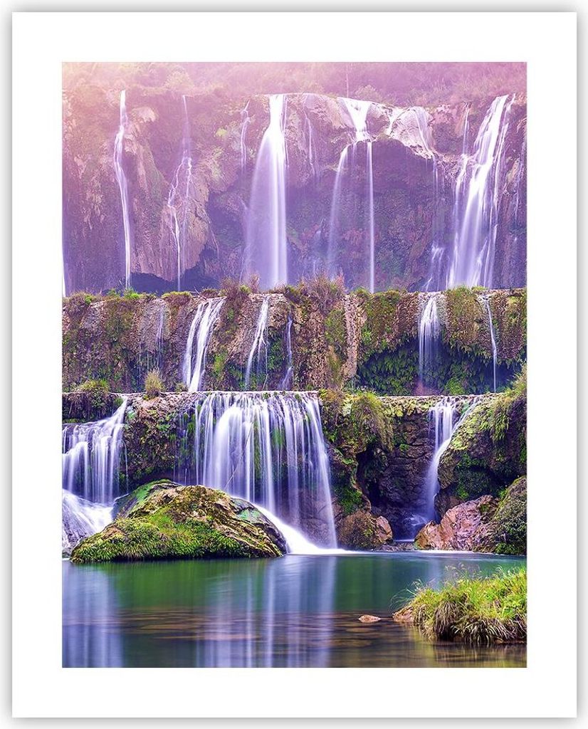 Poster - Poster ohne Rahmen - Wasserfall Natur - 40x50 cm - Wand Bild - Wanddeko - Wandbilder - Kunstposter - Wandposter - Bilder - Kunstdruck - Wa...