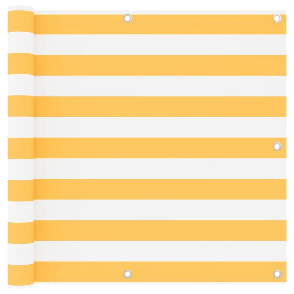 The Living Store Schermo protettivo per balcone Bianco e giallo 90x400 cm Tessuto Oxford