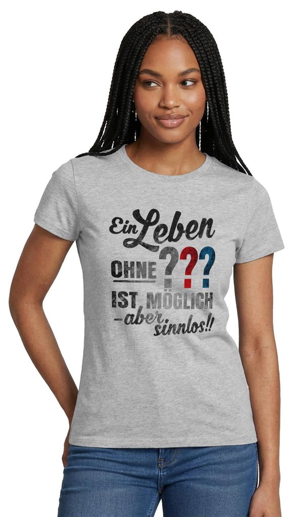 Spreadshirt Die Drei Fragezeichen Spruch Frauen T-Shirt, XL, Grau meliert