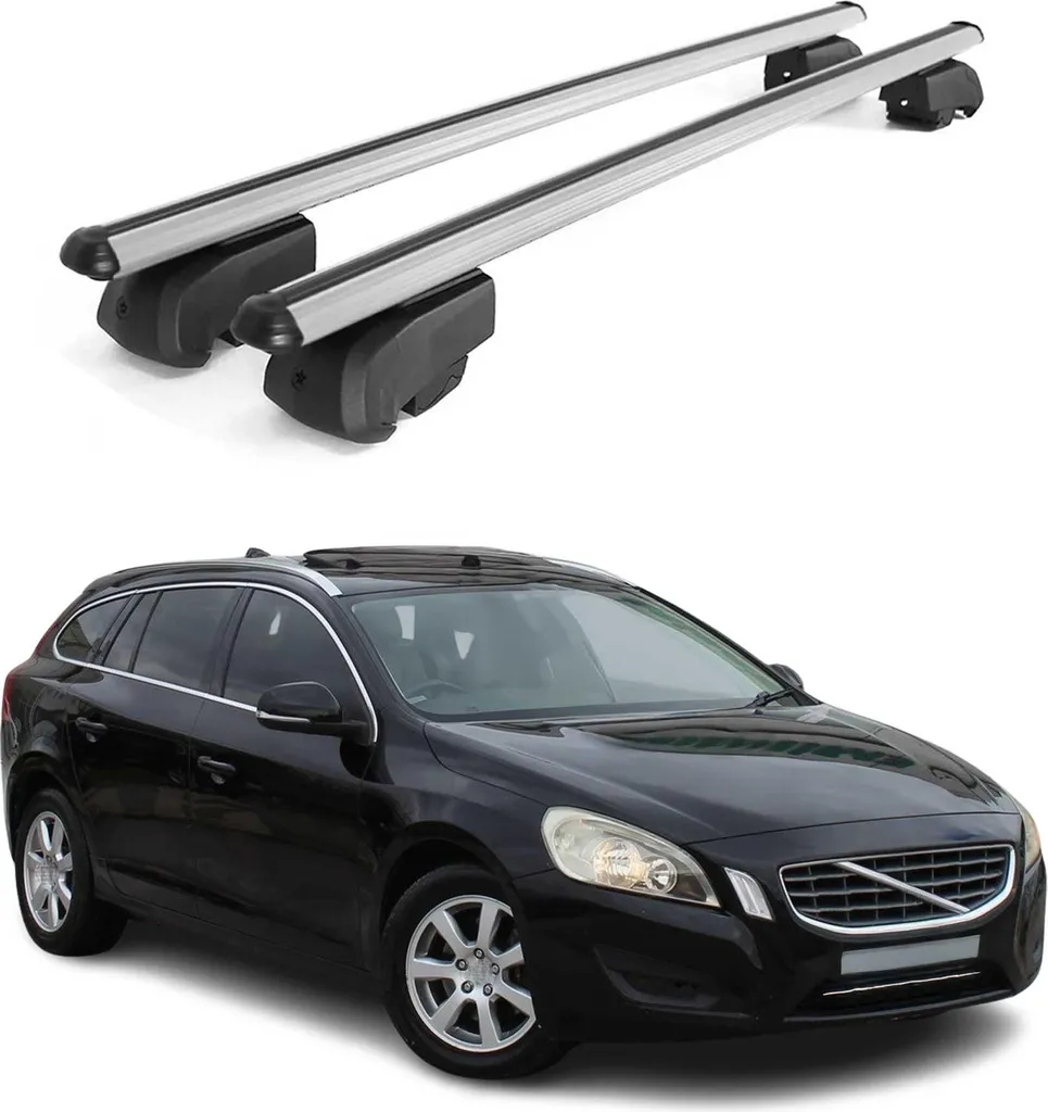 Portapacchi Portapacchi per Volvo V60 2011-2018 Barra trasversale ABE grigio alluminio 2x - 13