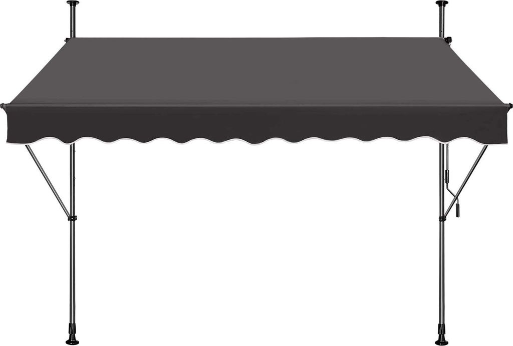 JOIEYOU Klemmmarkise 350 cm Breit Balkon Markise Ohne Bohren Balkonmarkise mit Handkurbel Höhenverstellbar Sonnenschutz Wetterfest, 350x120 cm Dun...