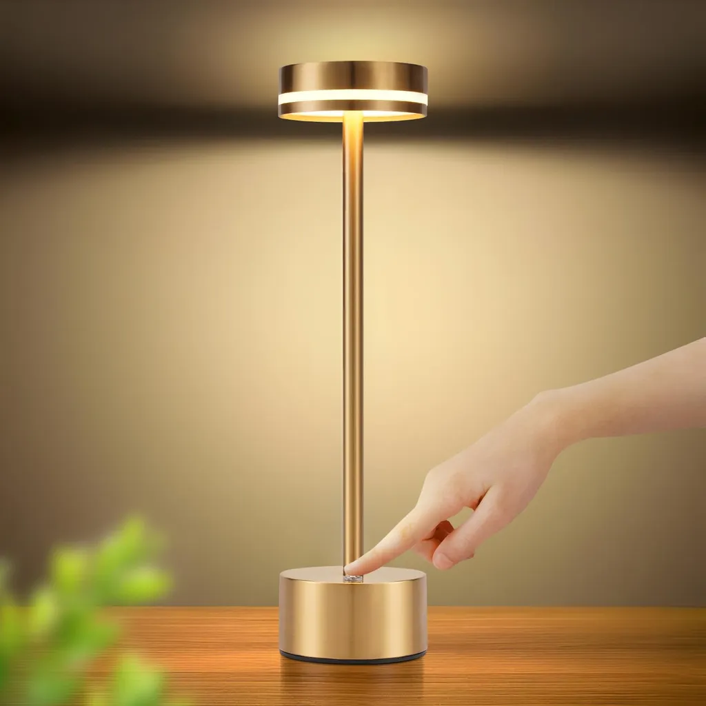 ZMH Lampada LED Senza Fili - Batteria Ricaricabile USB-C Oro Touch