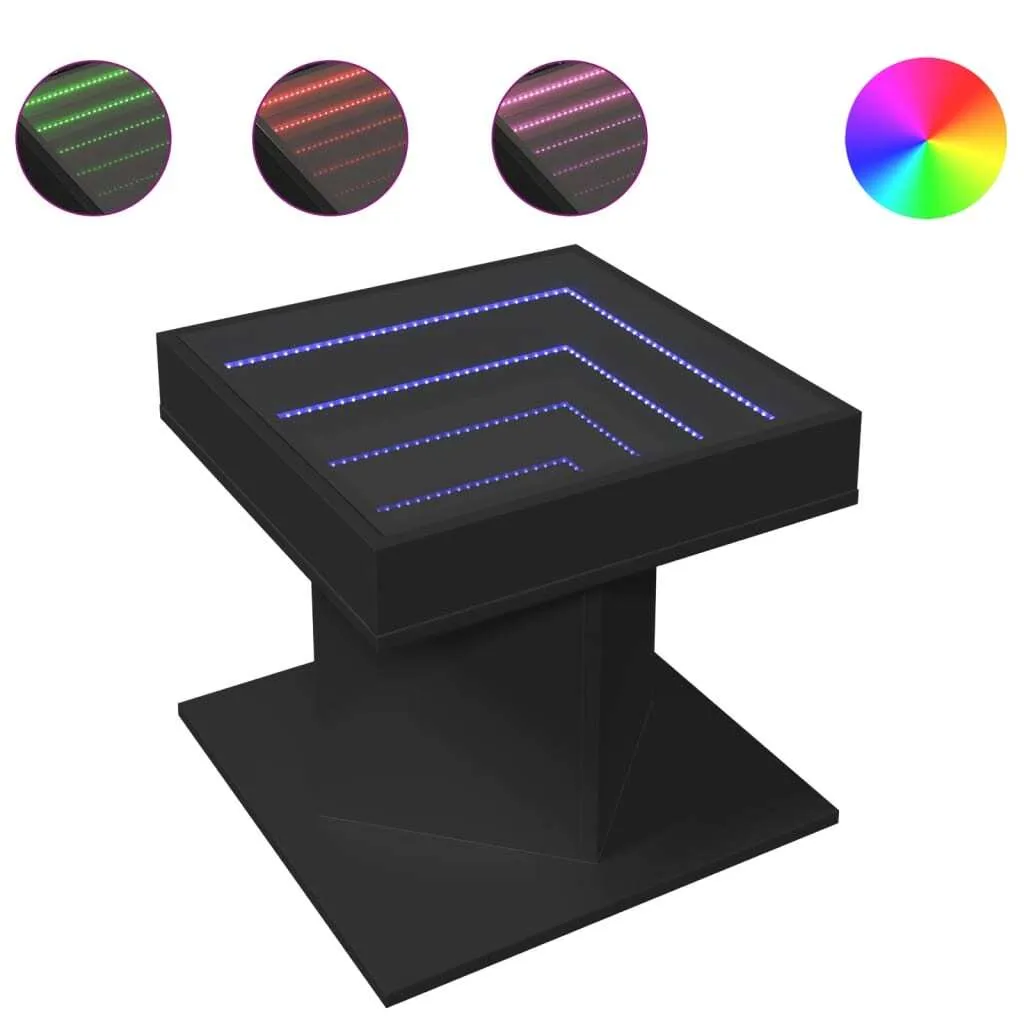 Tavolino Basso SYFAX™ 50x50 Nero - Multistrato con LED Integrato