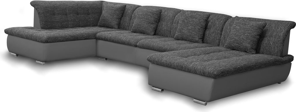 Couchgarnitur NICOLE mit Schlaffunktion Ottomane Rechts Grau/Schwarz