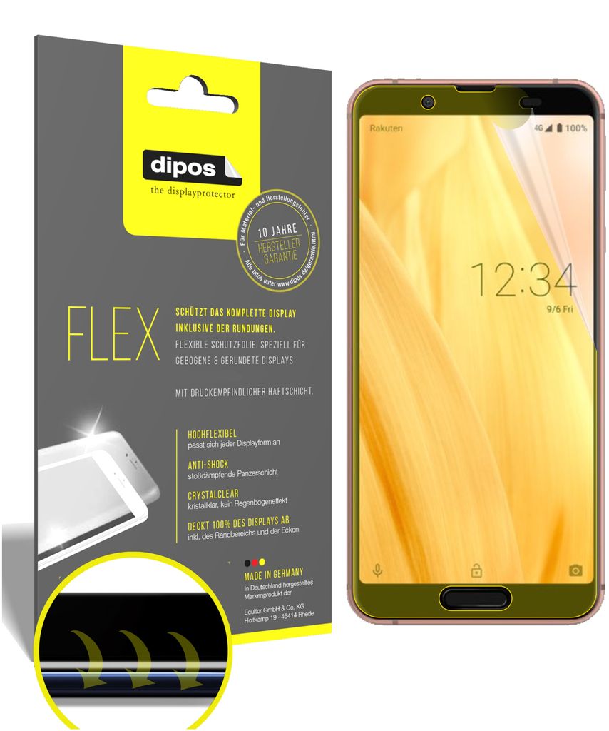 3x Schutzfolie für Sharp Aquos Sense3 Folie, 100% Displayabdeckung, dipos Flex