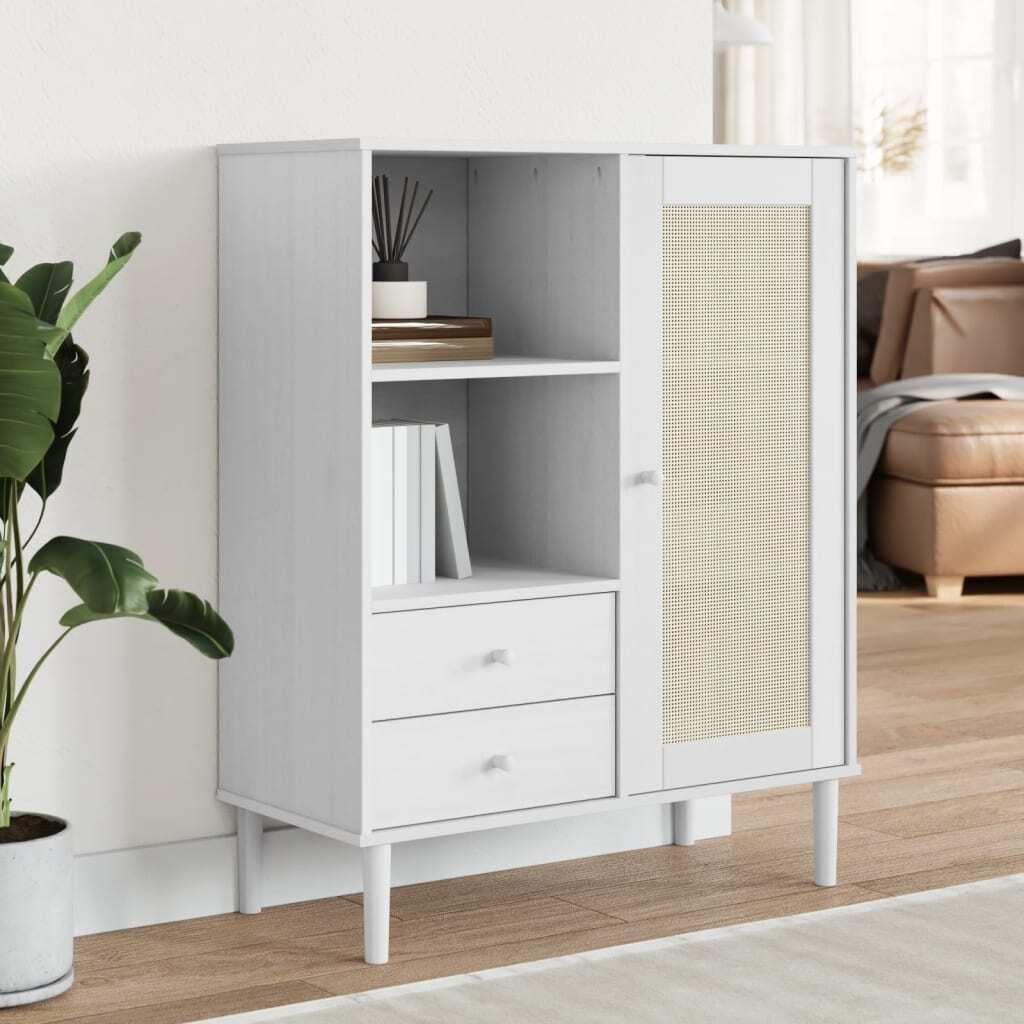 vidaXL Highboard SENJA Rattan-Optik Weiß 90x40x112 cm Produktbild 