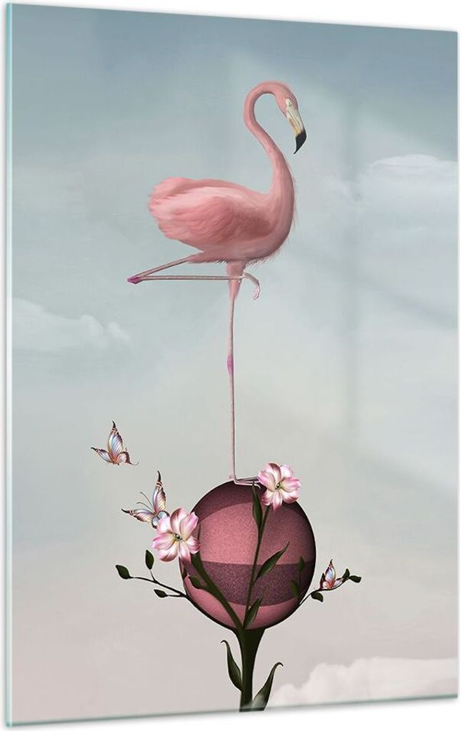 Bilder auf glas - Einteilig - Flamingo Blume Grafik Produktbild 