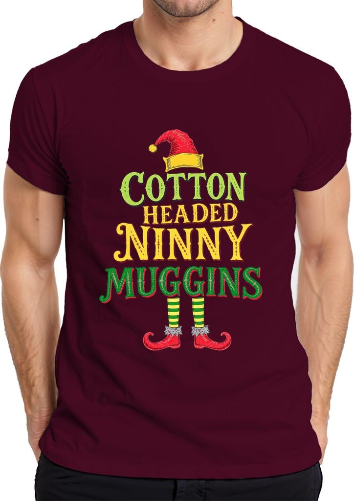 Baumwolle headed ninny muggins Weihnachtself Buddy der elf Weihnachten Herren T-Shirt, Burgundy, XL