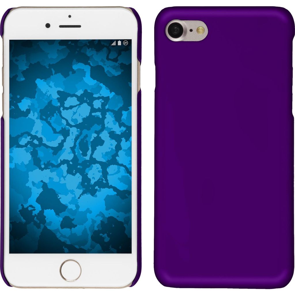 PhoneNatic Case kompatibel mit Apple iPhone 7 / 8 / SE 2020 - Hülle lila gummiert Hard-case + 2 Schutzfolien