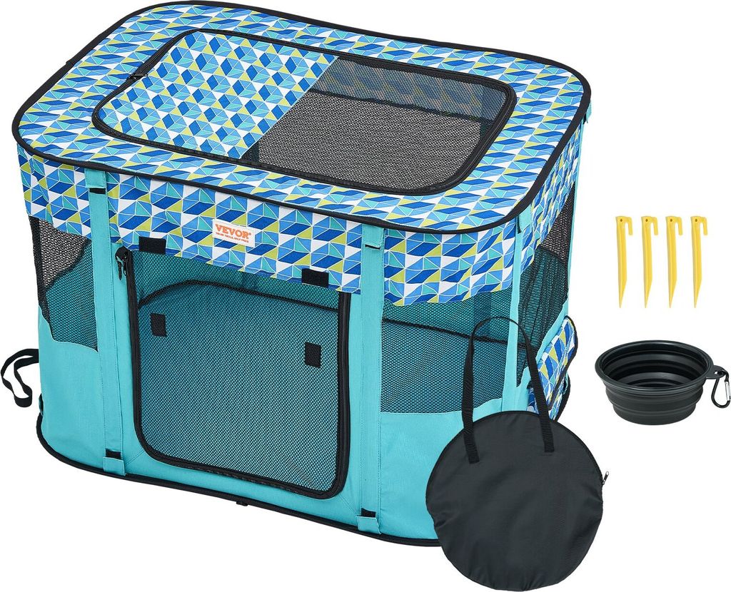 Welpenlaufstall Faltbar 812 x 609 x 558 mm Welpenauslauf Tierlaufstall 13 x 5 cm Klappschüssel Hundelaufstall 600D Oxford-Gewebe Hundelaufstall Fr...