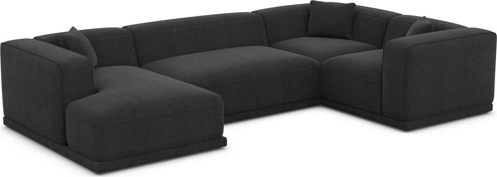 Strukturstoff U-Form XL Wohnlandschaft Diora Schwarz Links