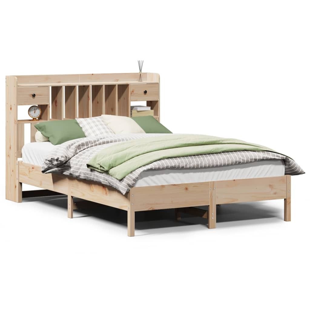 vidaXL Massivholzbett mit Regal ohne Matratze 135x190 cm Kiefer