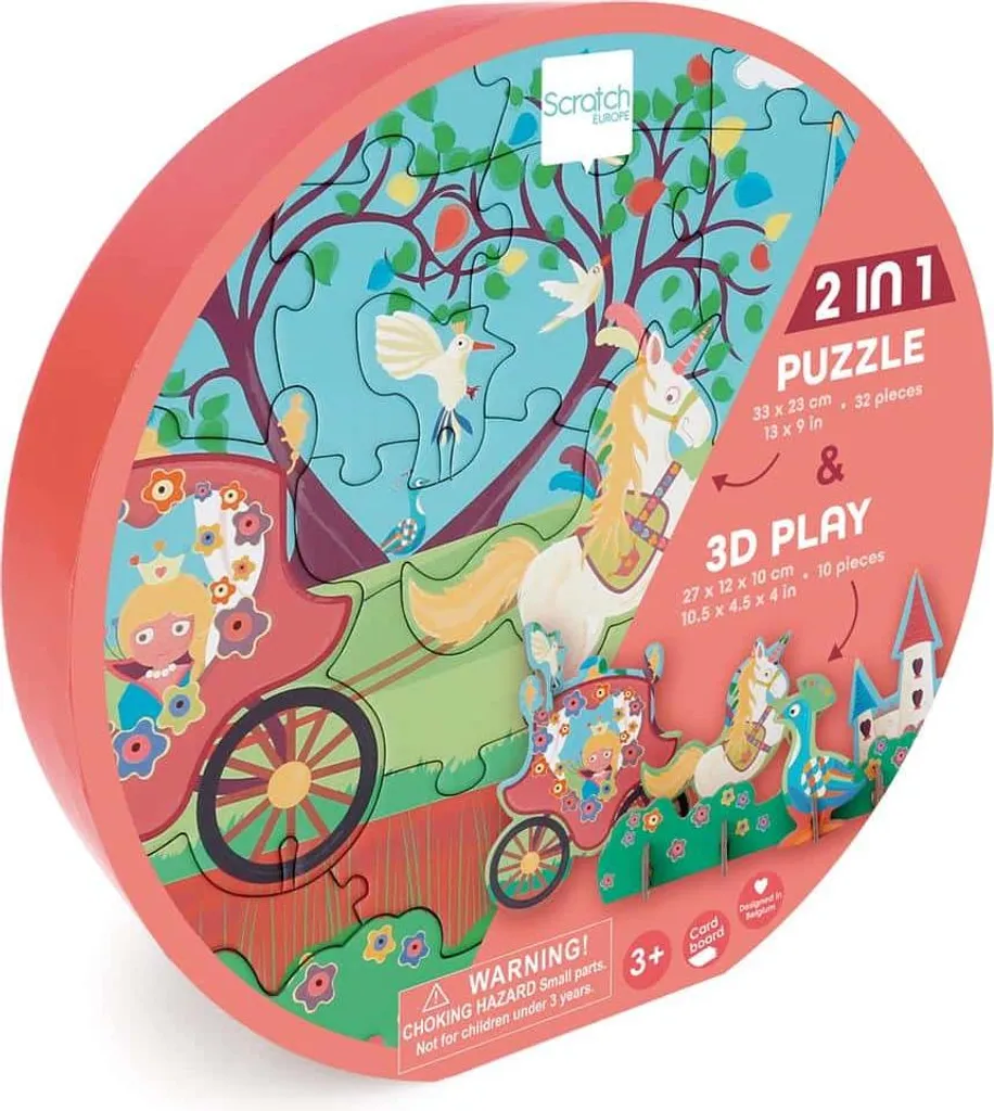 Puzzle 3D Princesse Scratch - Jeu 2 en 1 de 32 pièces pour enfant