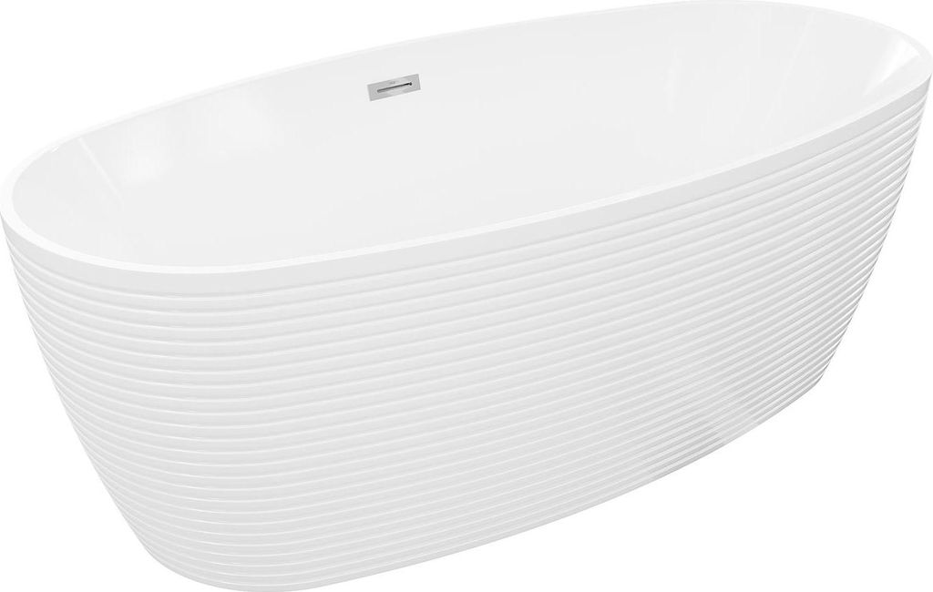 Mexen Lira freistehende Badewanne Muster 170 x 80 cm, weiß, Überlauf Chrom - 52831708000-01