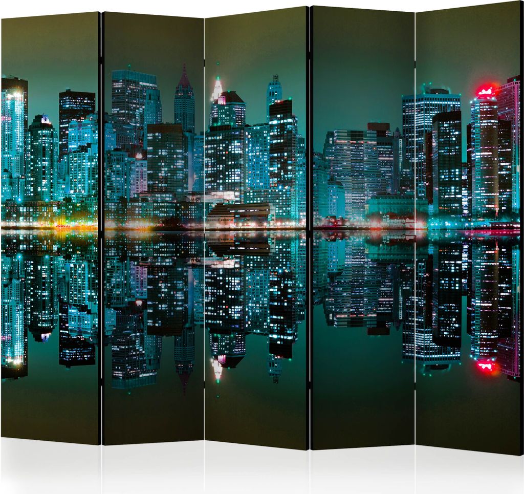 Akusticher Raumteiler New York Foto Paravent 225x172 cm beidseitig auf Vlies-Leinwand bedruckt Akustikschaum Trennwand Spanische Wand Sichtschutz H...