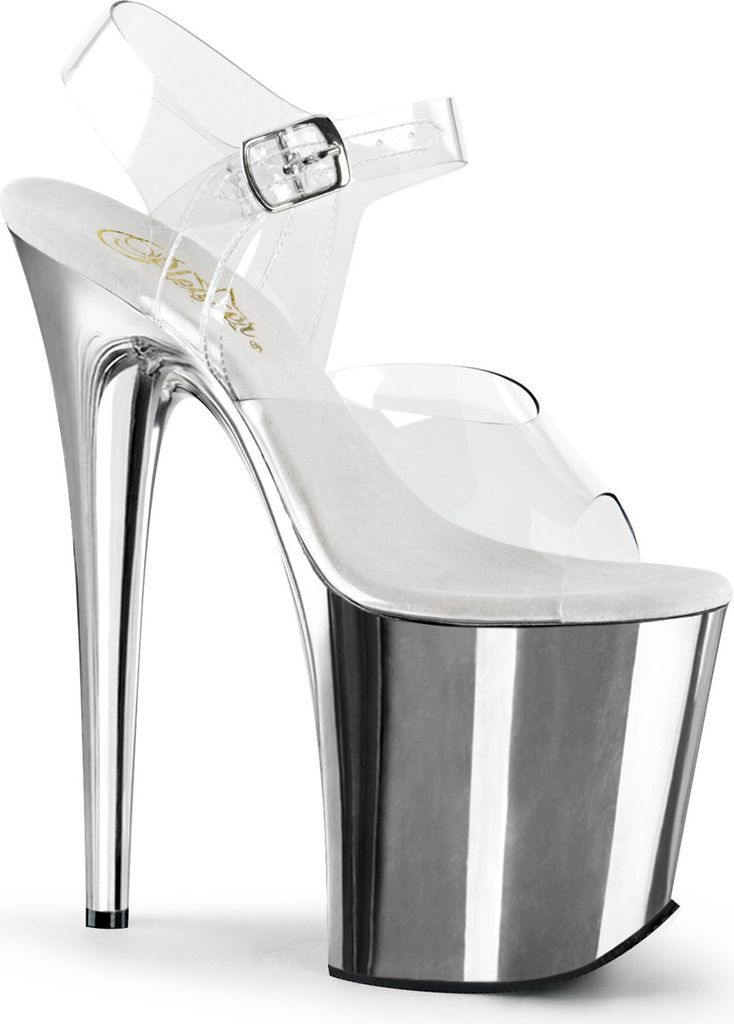 FLAMINGO-808 Damen Sandale von Pleaser, Transparent Silber Produktbild 