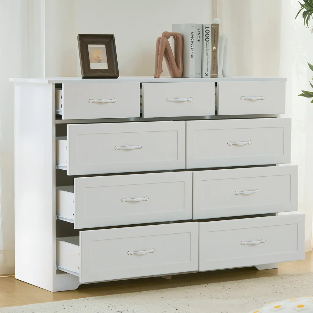 Commode Robuste 9 Tiroirs avec Sécurité Anti-basculement AIORBER Blanche - 6