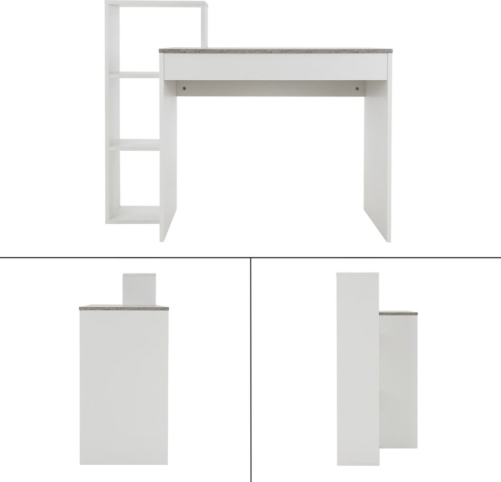 ML-Design Schreibtisch mit Regal, Weiß mit Tischplatte in Produktbild 3